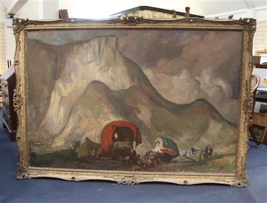 § Frank Brangwyn (1867-1956) Gypsy encampment 48 x 72in.